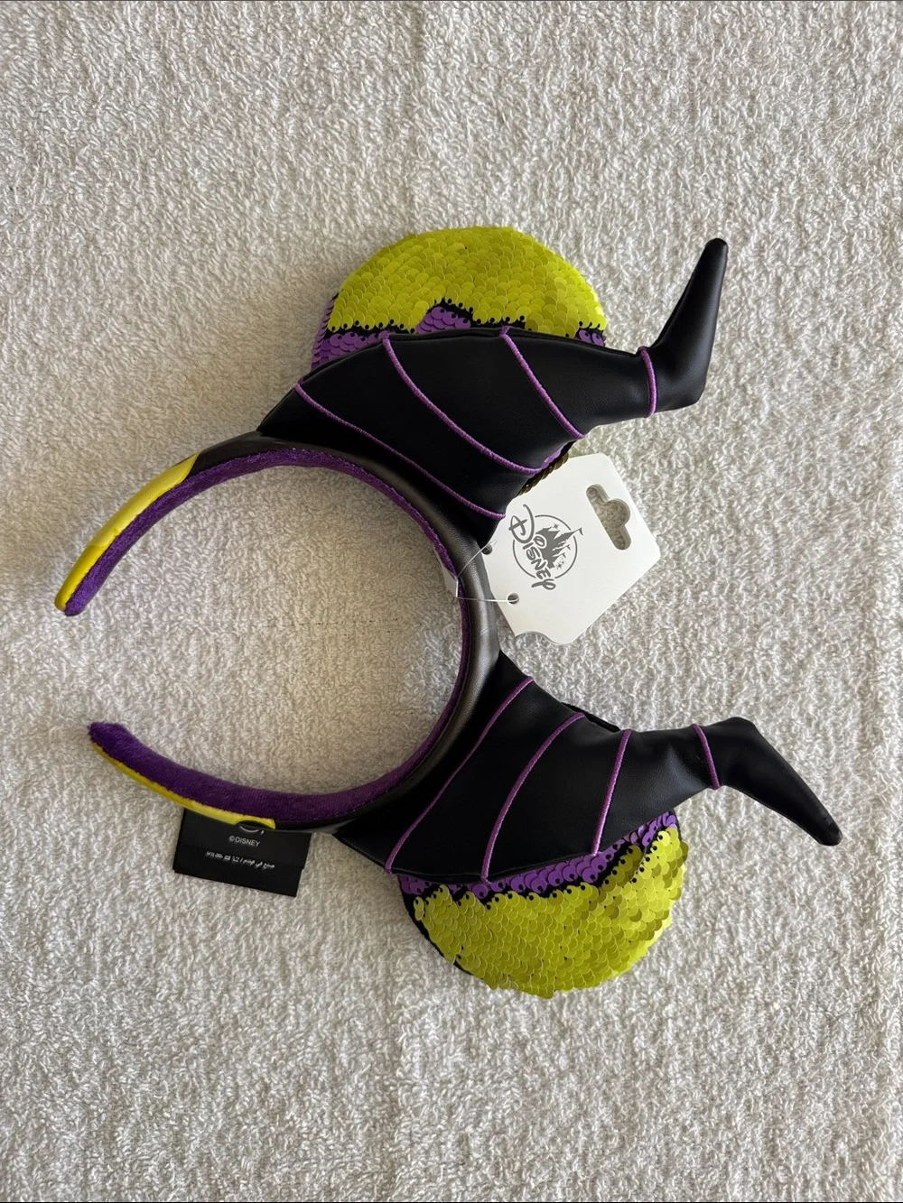 Disney Black and Purple Maleficent Reversible Sequin Horns Ears Headband